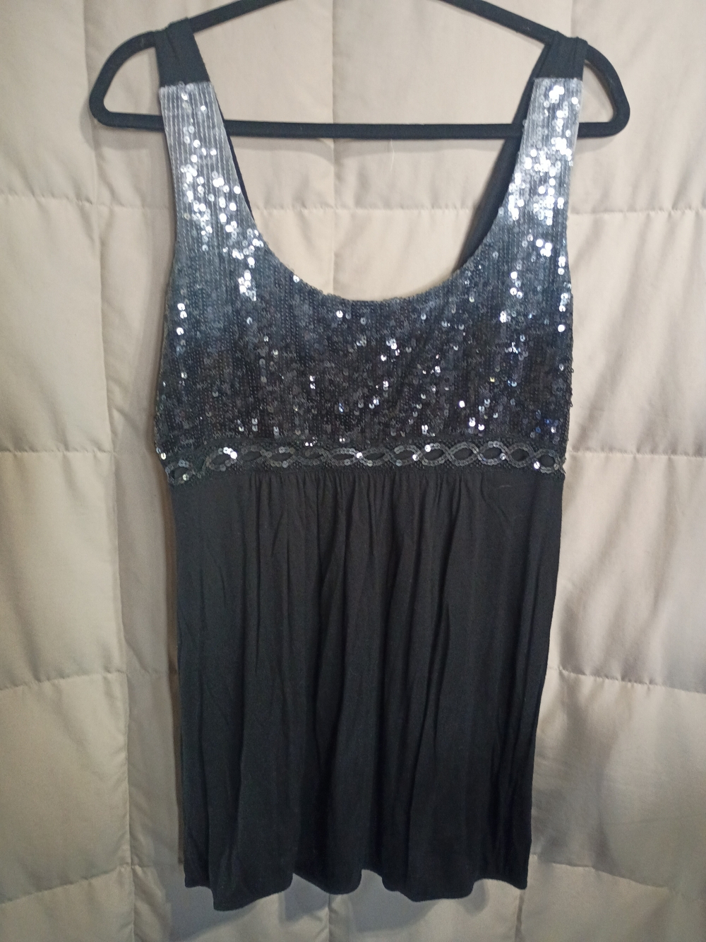 Vanity Black Sequin Scoop Neck Tank